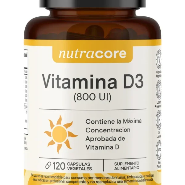 Vitamina D3 800ui 120 Cápsulas Vegetales Natural - Nutracore Sabor Sin sabor 1