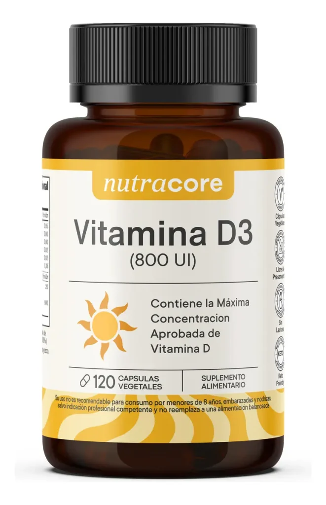 Vitamina D3 800ui 120 Cápsulas Vegetales Natural - Nutracore Sabor Sin sabor 1