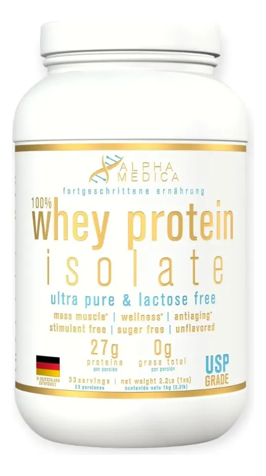 Whey Protein 100% Isolate Marca Alpha Medica Premium Sabor Sin sabor