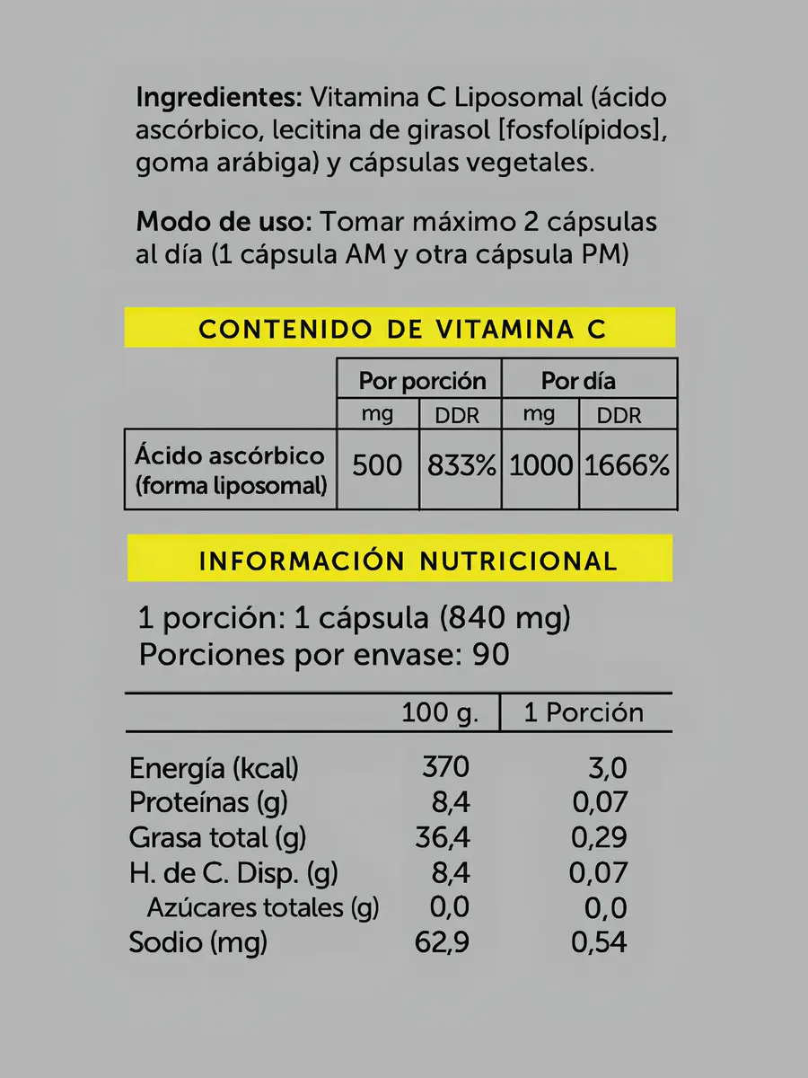 Vitamina C Liposomal - Wellplus (90 Caps) - Imagen 2